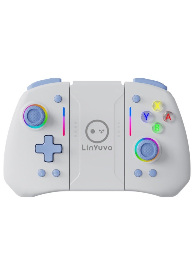 LinYuvo وحدة تحكم الألعاب بلوتوث Classic Joypad LinYuvo KS42 لجهاز Switch و Switch Lite و Switch OLED مع إضاءة RGB ملونة، عصا تحكم معدنية، جيروسكوب بستة محاور، وظيفة توربو، اهتزاز مزدوج قابل للتعديل، وظيفة قابلة للبرمجة، وظيفة انفجار توربو، بطارية 1000 مللي أمبير، أزرار كتف سيليكون كلاسيكية، نمط ماسي مضاد للانزلاق - Image 1